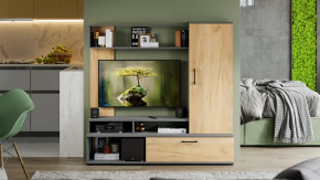 Стенка «Сиена» Графит Серый, Дуб Крафт золотой в Нягани - nyagan.mebel-tymen.ru | фото