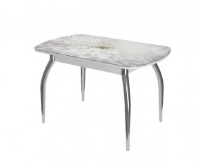 Стол Бостон-3 раздвижной, Флоренс, фотопечать/хром триумф в Нягани - nyagan.mebel-tymen.ru | фото