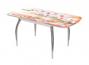 Стол Бостон-3 раздвижной, фотопечать Орхидея на воде/белый/хром триумф в Нягани - nyagan.mebel-tymen.ru | фото