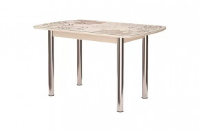 Стол Бостон-3 раздвижной, ваниль, фотопечать/хром брифинг в Нягани - nyagan.mebel-tymen.ru | фото