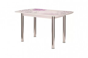 Стол Бостон-3 раздвижной, виолет, фотопечать/хром брифинг в Нягани - nyagan.mebel-tymen.ru | фото