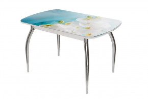 Стол овальный Бостон-2 Белая орхидея, 1100*700 мм, хром триумф в Нягани - nyagan.mebel-tymen.ru | фото