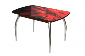 Стол овальный Бостон-2 Красная гербера/венге 1100*700 мм, хром триумф в Нягани - nyagan.mebel-tymen.ru | фото