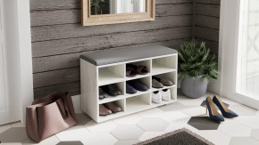 Тумба для обуви Тип 10 Дуб крафт белый, Велюр Графит в Нягани - nyagan.mebel-tymen.ru | фото