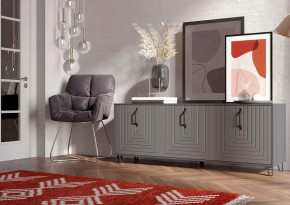 Тумба Квадро М-6, ЛДСП серый графит/МДФ софт графит в Нягани - nyagan.mebel-tymen.ru | фото